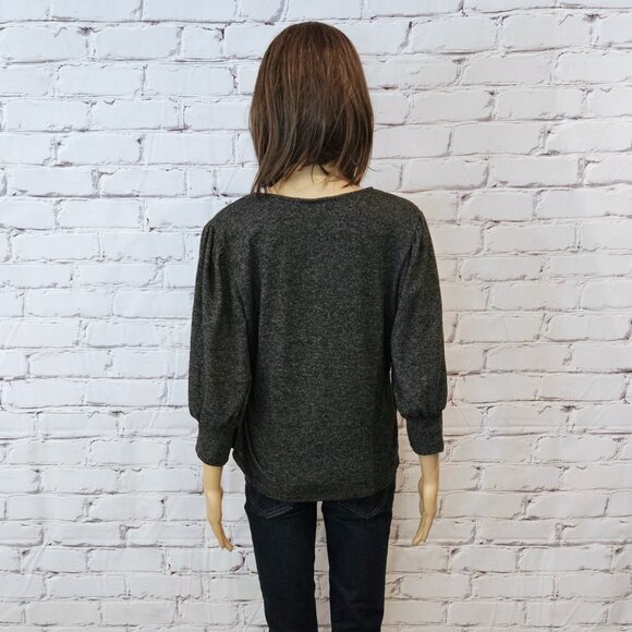 ADRIENNE VITTADINI - Pullover gray wrap sweater with front sequin detail - Picture 7 of 9